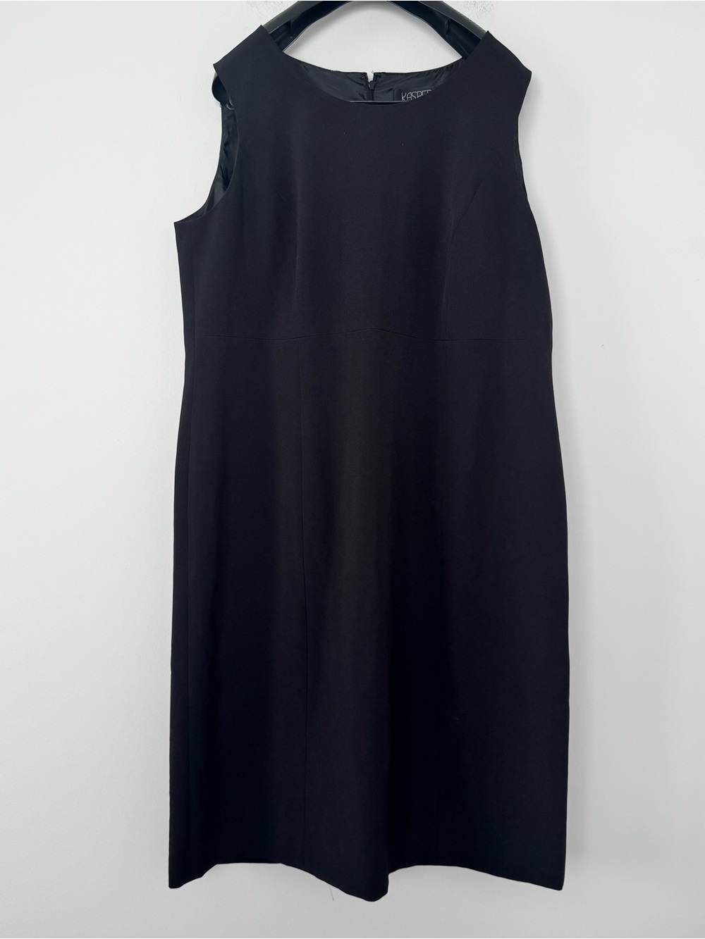 Kasper Sleeveless Sheath Dress Womens 16 Black Midi Workwear Funeral Church LBD